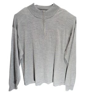 Linea Uomo Mens 5X Quarter Zip Wool Blend Sweater Grey Mock Neck Pullover
